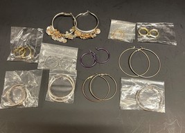 11 Sets of Vintage to Modern Hoop Earrings Pierced Ears - $11.25