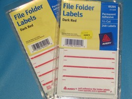 Avery File Folder Labels Dark Red 1/3 Cut 248 05201 (Office D) - £4.67 GBP