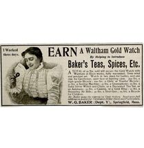 Baker&#39;s Teas Spices 1897 Advertisement Victorian Waltham Gold Watch ADBN... - €17,28 EUR