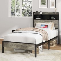 Smart Single Bed Frame with Headboard Storage &amp; Charging Station - $187.99