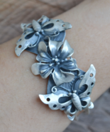 sterling silver cuff bracelet, butterfly bracelet, silver bracelet, B226 - £119.89 GBP
