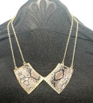Modern Boutique Rhinestone Faux Snake Skin Collar Statement Necklace 18" - £7.77 GBP
