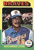 1975 Topps Maximino Leon ERROR, Braves Baseball Card #442, Collection, Christmas - £11.74 GBP
