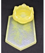 Yellow White dresser desk set, Lotus bowl and tray accessory, Resin offi... - £11.21 GBP