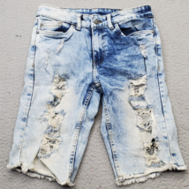 Buffalo David Bitton Shorts Women&#39;s 14 Blue Denim Parker Slim Fit Distressed - $20.29