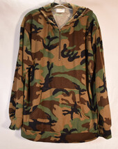 ORO Mens Camouflage Hoodie Quarter Zip Pullover Camo Green XL - €30,31 EUR