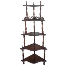 Vintage Wooden 5-Tier Corner Shelf Unit – Ornate Spindle Display Stand T... - $139.83 CAD