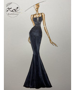 handmade customized sheath spagetti straps long Black velvet Prom dress 2023 - $245.50 CAD