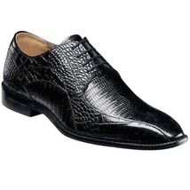 25576-001 Stacy Adams Turano Bike Toe Oxford Croc Print Shoes Black image 2
