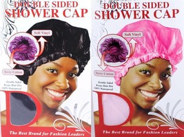 1 Piece Double Sided Waterproof Shower Cap Vinyl outside Terry Cotton in... - $4.99