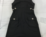 Michael Kors Tank Dress Womens 4 Black Front Pockets Back Zip Chain Detail - $24.74
