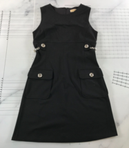 Michael Kors Tank Dress Womens 4 Black Front Pockets Back Zip Chain Detail - £19.37 GBP