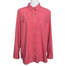 Eddie Bauer Travex Womens L Shirt Button Up Roll Tab Sleeve Hiking Outdo... - £15.54 GBP