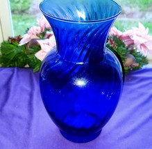 Vintage Indiana Glass Cobalt Blue ILLUSIONS Collection, 9-inch Vase #30184 - £18.18 GBP