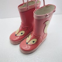 Cat &amp; Jack Zoey Fox Pink Rain Boots Girls Size 5/6 Small - £6.33 GBP