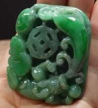 Certified Green Natural A Jade jadeite pendant Dragon Pi Xiu Lotus Flowe... - £154.26 GBP