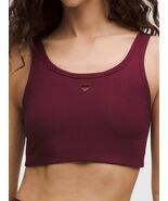 LULULEMON NULU RIBBED SCOOPNECK BRA LIGHT SUPPORT  B/C CUP HEART BURGUNDY BAY - $119.99