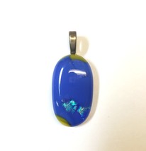 Blue Lake Dichroic Fused Glass Pendant - £15.98 GBP