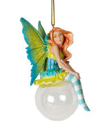 Green Clover Bubble Rider Fairy Hanging Ornament Amy Brown Holiday Colle... - $600.34 MXN