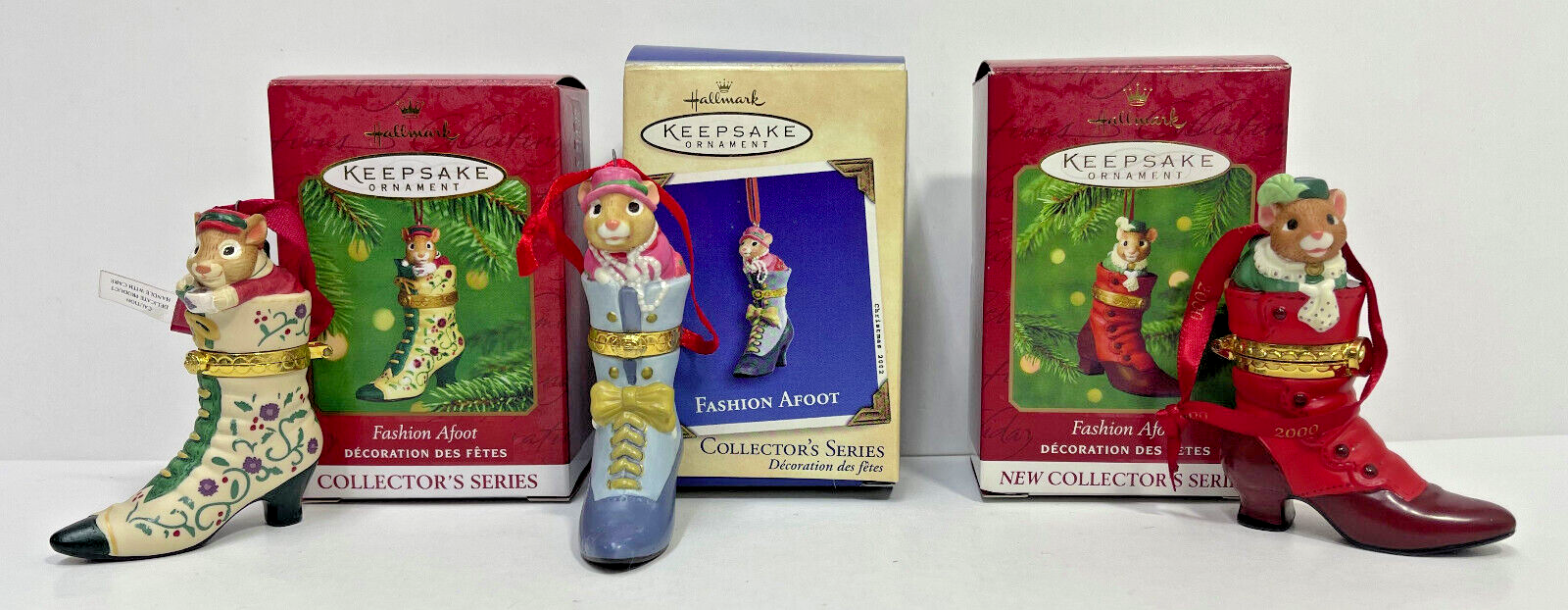 Lot of 3 Hallmark Ornaments - Fashion Afoot Collector's Series - 2000,2001,2002 - £15.17 GBP