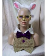 Disney White Rabbit Costume Kit Ears Headband Bow Tie Collar Round Glass... - $395.43 MXN