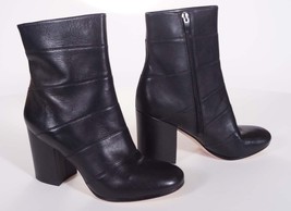 Via Spiga Womens Black Leather Side Zipper Heel Ankle Bootie Boots Shoes - £48.66 GBP