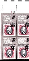 U S Stamps - World Stamp Expo Plate Block 25 cent stamps 1989 - $3.00
