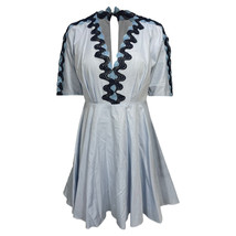 Sandro Embroidered Pleated Mini Dress Cotton Women Light Blue S - £84.20 GBP