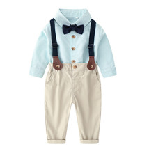 Kids Long Sleeve Shirt Overalls Two Piece Set - £25.57 GBP