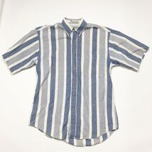 Green Mountain Shirt Mens Medium Blue White Striped Button Short Sleeve ... - $15.28