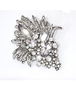 Big Faceted Glass Clear White Rhinestone Brooch Pin 1 Hook at back- Pend... - £8.00 GBP