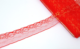 1-3/8&quot; 3.5cm wide 5-10y Sheer Red w/ Gold Metallic Scalloped Polyester L... - £4.78 GBP+