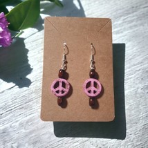 Handmade By Donovan Pink Peace Earrings Boho Bead Dangle Artisan Beach C... - £11.20 GBP