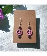 Handmade By Donovan Pink Peace Earrings Boho Bead Dangle Artisan Beach C... - £11.18 GBP