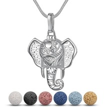 12mm Lava Necklace Pendant Volcanic Stone cute Elephant Cage Necklace For DIY Es - £22.64 GBP