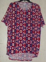 Nwt Womens Lu La Roe &quot;Irma&quot; Red, White &amp; Blue Print Knit Top Size S - £20.08 GBP