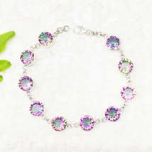 Midnight Mystic Topaz Gemstone Bracelet, Birthstone Bracelet, 925 Sterling Silve - £40.63 GBP