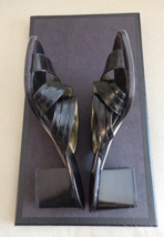 vintage Pancaldi sandals Italian black leather 2&quot; heel size 9B VG+ - $18.00
