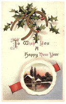 To Wish you a Happy New Year holly berry embossed New Year Postcard Posted 1912 - £11.83 GBP