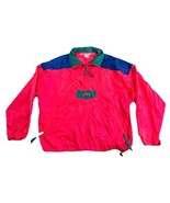 90’s Vtg Columbia Hot Pink Windbreaker Men’s L 1/4 Zip Anorak Jacket Pul... - $29.95