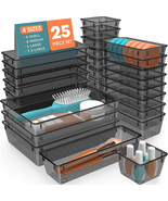 25 Pc Plastic Drawer Organizer Set 4-Size Storage Trays for Makeup Offic... - $19.27