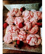 Strawberry Crinkles Cookies. Homemade. One (1) Dozen. Approx 2.5&quot;each  - €10,24 EUR