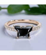 Black Butterfly Cut Moissanite Wedding Ring Half Eternity Engagement Rin... - €163,96 EUR