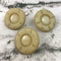 Vintage Buttons Lot Of 3 Beige Light Tan Round Plastic Acrylic Crafts Se... - £7.77 GBP