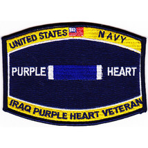 4.5&quot; Navy Combat Wounded Purple Heart Iraq Veteran Embroidered Patch - £23.44 GBP