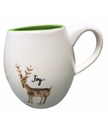 Magenta Joy Reindeer Mug Green Interior Coffee Tea Cocoa Large M Christmas - £17.76 GBP