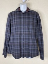 Apt 9 Men Size M Gray Plaid Button Up Shirt Long Sleeve Casual Pocket - £5.80 GBP