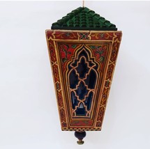 Unique 70s lighting wooden Mashrabiya pendant light, Rare Moroccan handcraft  - £353.18 GBP
