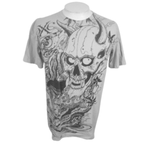 Xtreme Couture T Shirt L 22 pit to pit Skull Tiger Asian Calligraphy cot... - £27.60 GBP