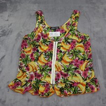 Living Doll Shirt Womens XL Multicolor Floral Sleeveless Scoop Neck Ruffled Hem - £17.97 GBP